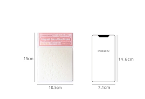 Detail view of 6-piece PET hollow painting stencils with size comparison on white background