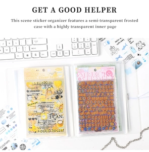 Detail of translucent frosted shell and high-transparency inner pages of sticker album