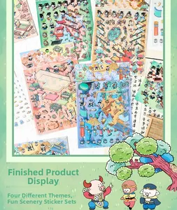 Detailed view of 3D Journey to the West cartoon stickers featuring classic myth scenes