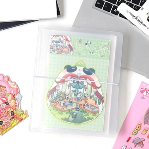 Large capacity semi-transparent panda theme sticker organizer with multi-grid storage slots