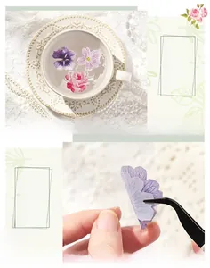 Macro shot of waterproof PET floral stickers with rose designs for scrapbooking DIY