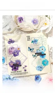 Floral and butterfly stickers decorated on a diary page with elegant aesthetic accessories
