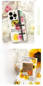 Detail of iPhone case featuring vintage Kodak film elements and floral sunflower design