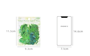 Leaf Dance Light Flow plant stickers detail with dimensions and size reference
