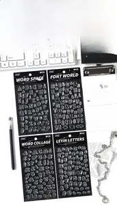 Macro detail of transparent silicone alphabet and number stamps for creative journaling crafts