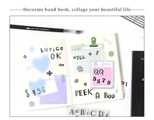 Detail shot of clear alphabet and number stamps for scrapbooking and diary decoration