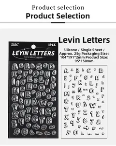 Detailed sheet of clear silicone stamps featuring uppercase, lowercase letters and numbers
