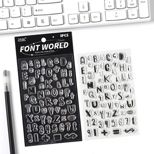 Clear silicone alphabet and number stamp set with black backing for DIY planners