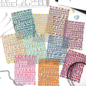 Feuilles d'autocollants 3D alphabet et chiffres pour journaux et déco de papeterie