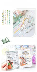 Detail of Dreamy Ripple series washi tape with floral and geometric patterns for journaling