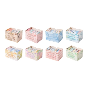 Set of 8 aesthetic washi tape boxes in soft Morandi colors for scrapbooking and DIY crafts