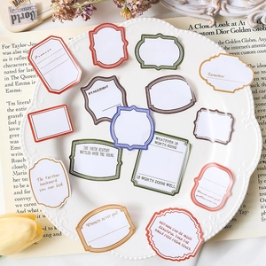 Vintage kaderstickers voor dagboeken met inspirerende citaten in verschillende kleuren