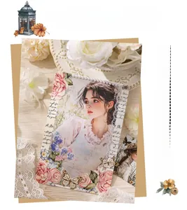 Detailed close-up of decorative floral art tape featuring anime girl and pink roses