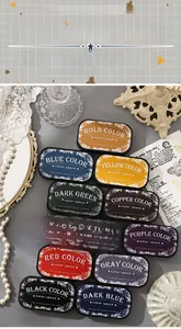 Set of 12 vibrant vintage water-based ink pads with high-density sponge for craft stamps