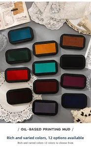 Detailed set of 12 vibrant high-density oil-based ink pads for DIY scrapbooking