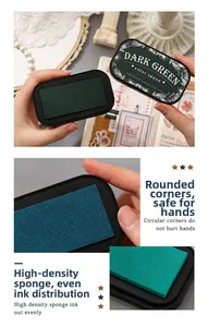 Dark green water-based ink pad with high-density sponge and rounded corners for DIY crafts