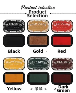 Water-based ink pads set in six colors including gold and red for DIY stamp decoration