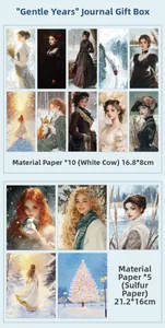 Detail of vintage scrapbooking paper set featuring classic European illustrations and portraits