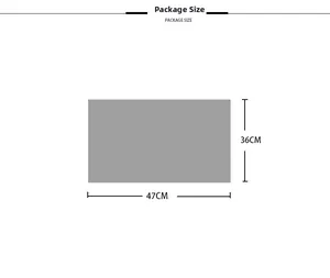Schema tecnico con dimensioni dell'imballaggio di 47cm x 36cm per la sciarpa invernale