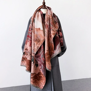 Écharpe Châle Jacquard Dunhuang Vintage Épais Chaud Imitation Cachemire Enveloppement Hiver Avec Glands Femmes