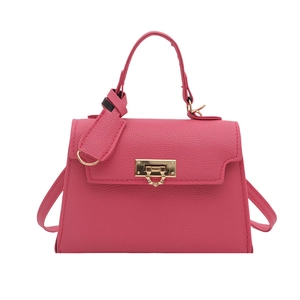 Mini-Handtasche in Hot Pink mit Lychee-Muster, Goldverschluss und langem Schultergurt