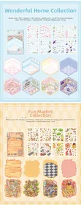 3D miniature scene DIY sticker set including PET sheets and cardboard backgrounds