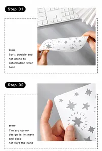Flexible plastic drawing stencil showing curved durability and safe rounded corner design