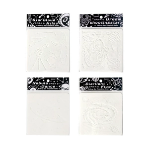 Set of 4 galaxy-themed stencils for painting starry skies, nebula, and starlight patterns