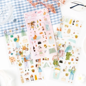6PCS Summer Sunshine aesthetic stickers set for scrapbooking and DIY journals decoration