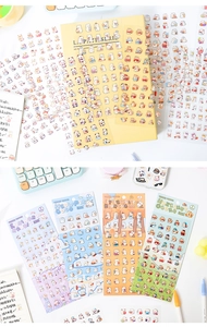 Detailed view of cute cartoon animal PET stickers set for scrapbooking and decoration