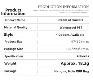 Detailed technical specifications for waterproof PET floral painting stencil kit
