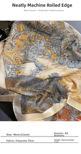 Dettaglio di un foulard quadrato in poliestere 90 cm con stampa giungla tropicale