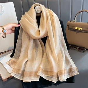 Bufanda de Satén Elegante para Mujer Con Hilo Metálico Chal Largo a Rayas para Diario Fiesta Viaje Envoltura Ligera y Suave