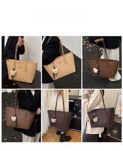 Collage of embossed tote bags in beige and brown colors with vintage patterns