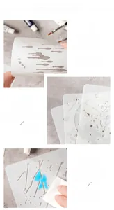 Flexible PET plastic stencil set showing durability and safety features for DIY painting