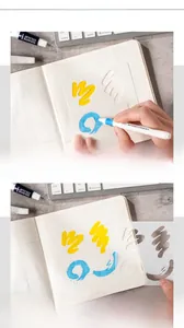 Macro detail showing step-by-step painting process with PET stencil on paper