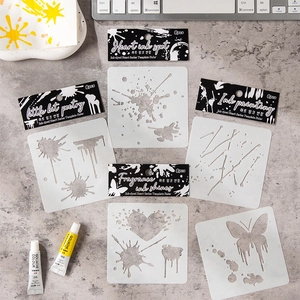 Hollow Painting Stencils PET Waterproof Flexible DIY Drawing Templates Ink Splatter Heart Abstract Journaling Supplies