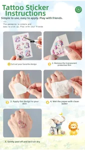Tutorial visivo in cinque passaggi per applicare tatuaggi colorati a trasferimento d'acqua