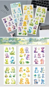 Adesivi tatuaggi temporanei per bambini con dinosauri e uova cartoon, set di 6