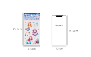 Set di tatuaggi per bambini a tema sirena con scala dimensionale per iPhone 12