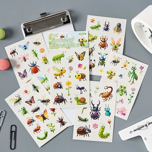 Set di tatuaggi temporanei 3D a tema insetti con farfalle e api colorate per bambini