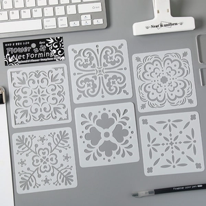 6-piece set of white floral mandala stencil templates for DIY scrapbooking and drawing