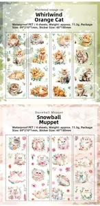 Detailed view of waterproof PET cat stickers in Ginger and Ragdoll series