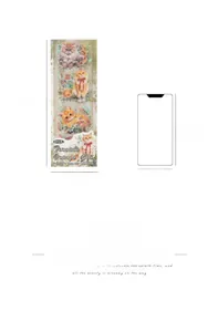 Size comparison of 21x6.9cm watercolor ginger cat sticker set with an iPhone 12 outline