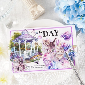 Retro cat theme sticker pack featuring vintage garden illustrations for DIY journaling