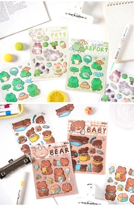 Detail of cute 3D cartoon animal sticker sheets for DIY scrapbooking and stationary decor