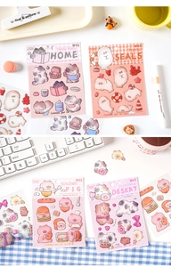 Detail view of 3D cute cartoon DIY stickers for phone cases with cat and seal motifs