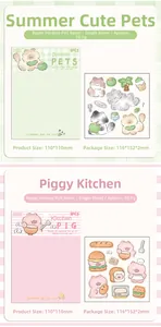 Detail showing 3D epoxy cartoon stickers specifications, material and package dimensions