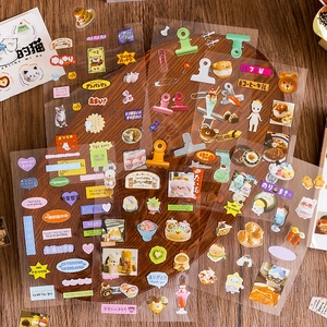 Set di adesivi in PET trasparente con gatti carini per scrapbooking e decorazioni