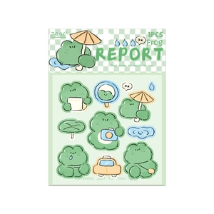 Cute cartoon frog stickers with green illustrations of frogs for DIY phone cases